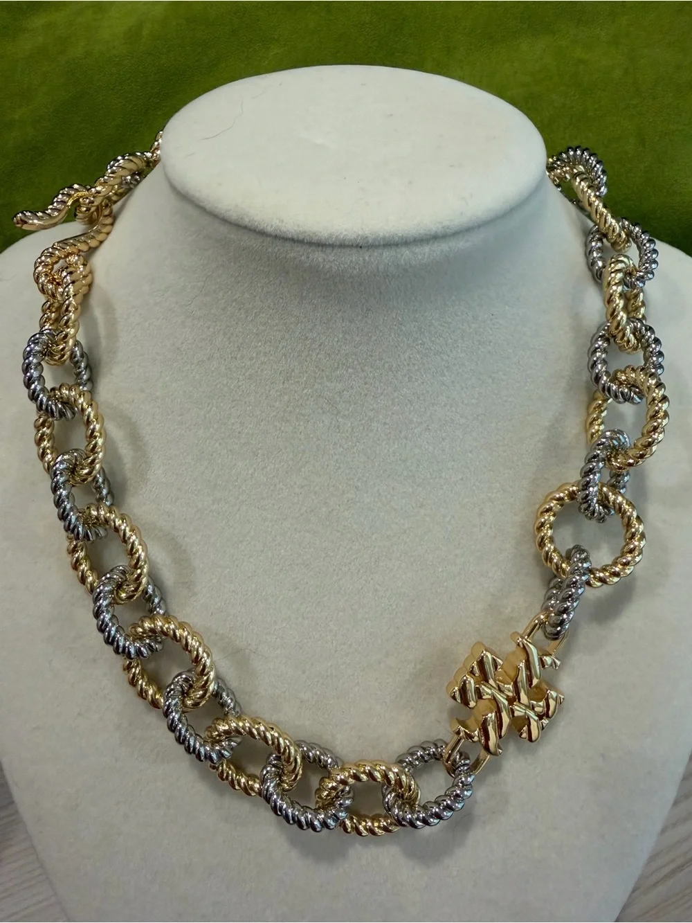 Tory Burch Gold and silver tone rope textured Link Necklace